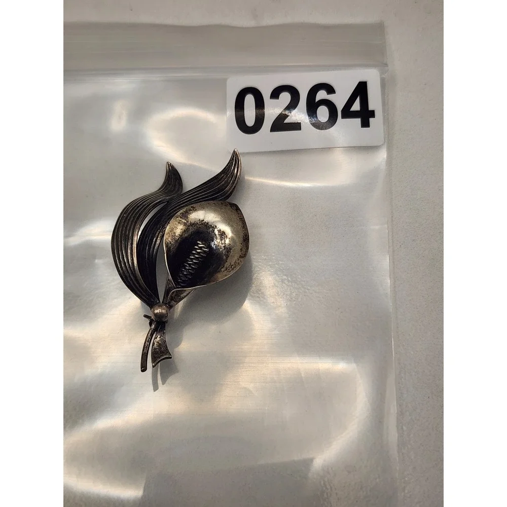 Vintage N.E. Niels Erik  925 Sterling Silver Calla Lily Brooch Danish Denmark